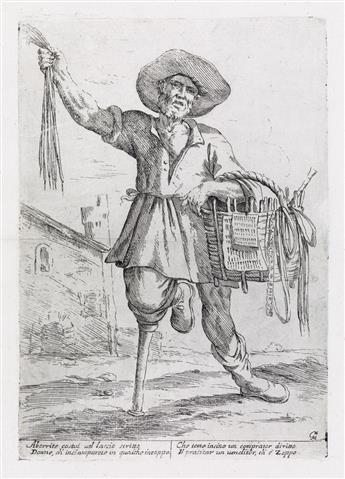 GIUSEPPE MARIA MITELLI Group of 17 etchings of street vendors from Di Bologna lArti per via.